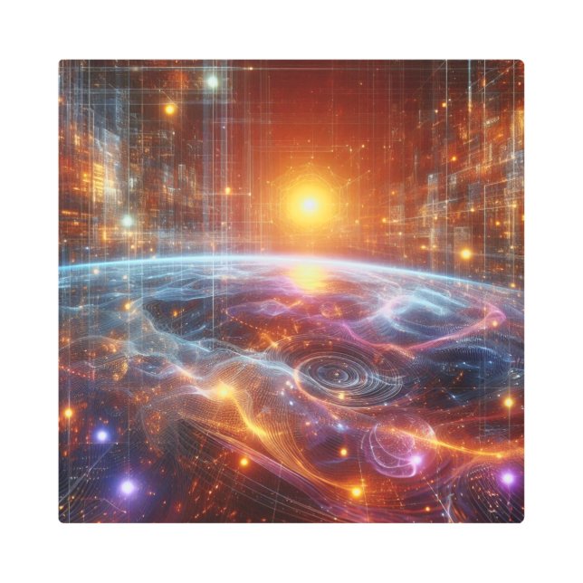 Impresión En Metal Cuadrícula cuántica iluminada (Anverso)