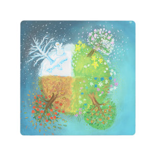 Impresión En Metal Cuatro estaciones en la Tierra