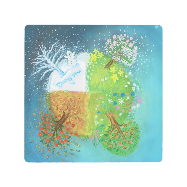 Impresión En Metal Cuatro estaciones en la Tierra (Anverso)