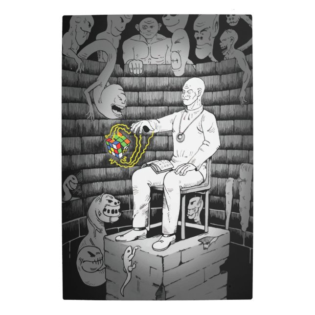 Impresión En Metal Cubo mágico con monstruos (Anverso)