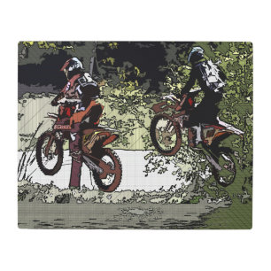 Impresión En Metal Cuello y Cuello - Motocross Racers