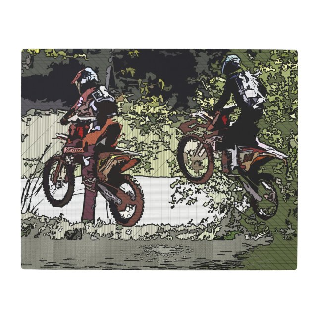 Impresión En Metal Cuello y Cuello - Motocross Racers (Anverso)