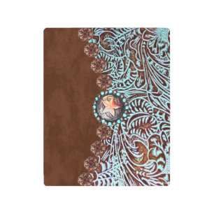 Impresión En Metal cuero de color turquesa marrón occidente