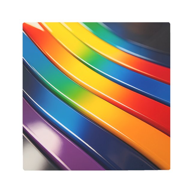 Impresión En Metal Curvas cromáticas — Cinta arcoiris brillante con r (Anverso)