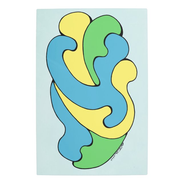 Impresión En Metal Curvas de abrazo (amarillo, azul, verde) (Anverso)