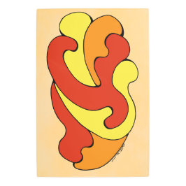 Impresión En Metal Curvas de abrazo (amarillo, rojo, Naranja)