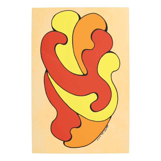 Impresión En Metal Curvas de abrazo (amarillo, rojo, Naranja) (Anverso)