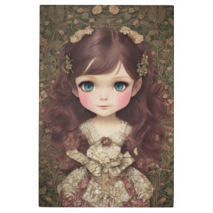 Impresión En Metal Cute Adorable Estilo Vintage Chibi Kawaii Chica Ar