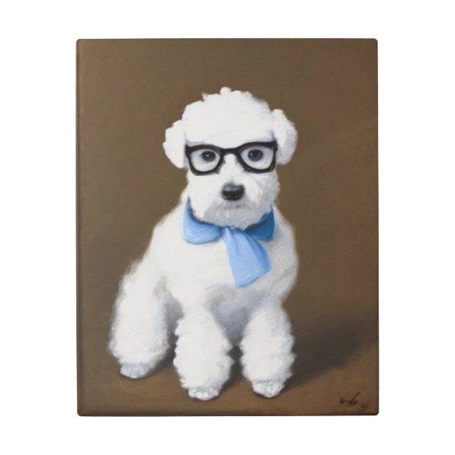 Impresión En Metal Cute Bichon Frisé Viendo Gafas (Anverso)
