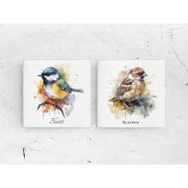 Impresión En Metal Cute Bluetit en una sucursal, personalizado