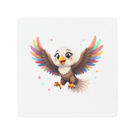 Impresión En Metal Cute Cartoon Eagle Flying – Friendly Vector Art