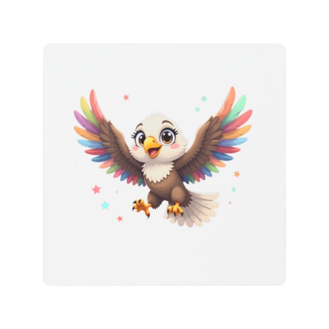 Impresión En Metal Cute Cartoon Eagle Flying – Friendly Vector Art (Anverso)