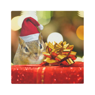 Impresión En Metal Cute Chipmunk Merry Christmas