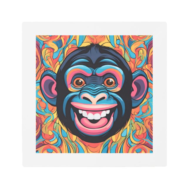 Impresión En Metal Cute Crazy Funny Chimpanzee (Anverso)