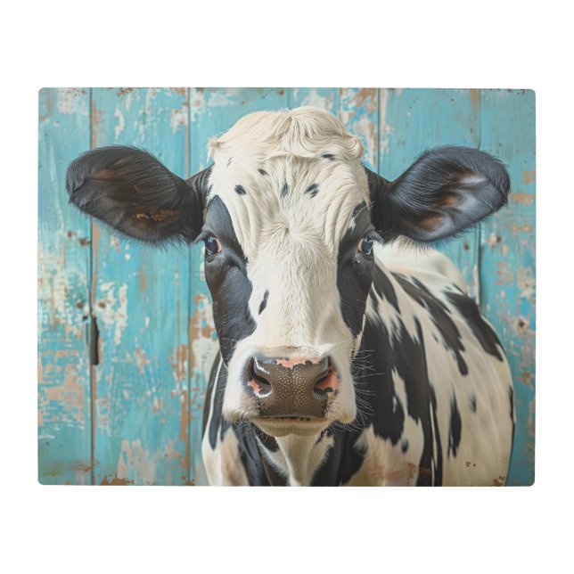 Impresión En Metal Cute Dairy Cow Farmhouse Pintura (Anverso)