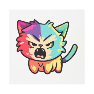 Impresión En Metal Cute el silbido de un gato enojado.