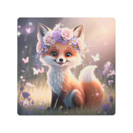 Impresión En Metal Cute Fantasy Forest Fox