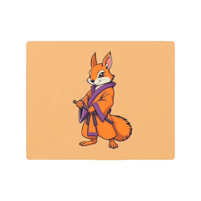 Impresión En Metal Cute Japanese Samurai Squirrel (Anverso)