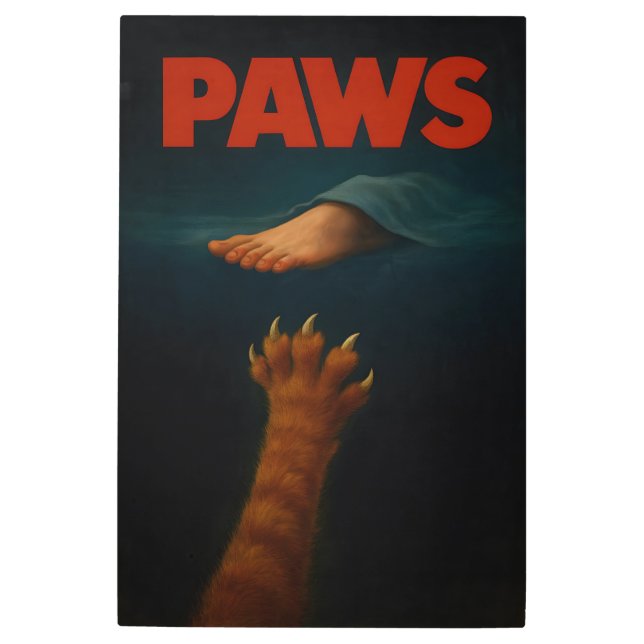 Impresión En Metal Cute Orange Tabby vs Human Foot  (Anverso)