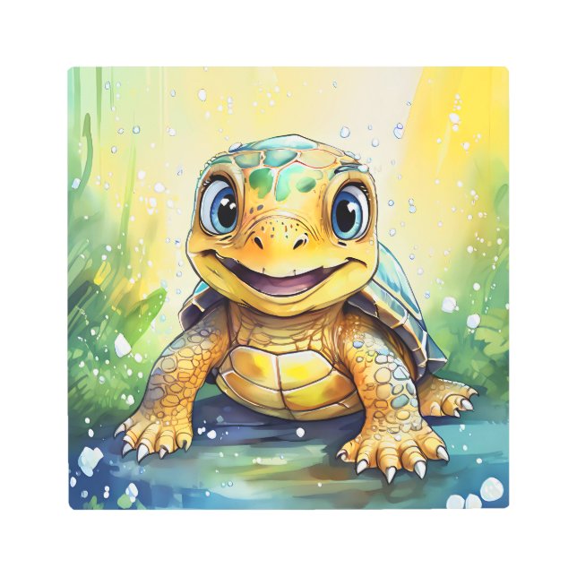 Impresión En Metal Cute Sea Turtle Under the Sea (Anverso)