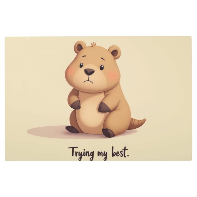 Impresión En Metal Cute tired capybara (Anverso)