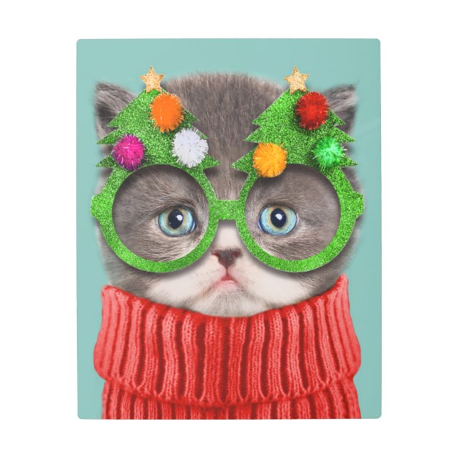 Impresión En Metal Cutest Baby Animals | Cat Christmas Sweater (Anverso)