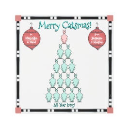 Impresión En Metal Cuto Art Deco Gatos Árbol de Navidad Personalizado
