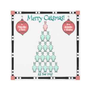 Impresión En Metal Cuto Art Deco Gatos Árbol de Navidad Personalizado