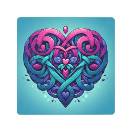 Impresión En Metal Cyan Celtic Heart