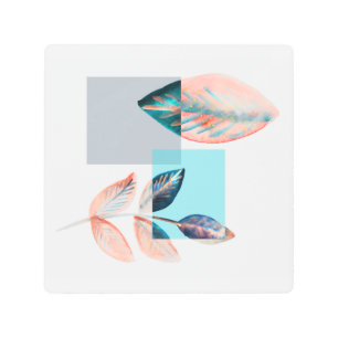 Impresión En Metal Cyan Red Leaf