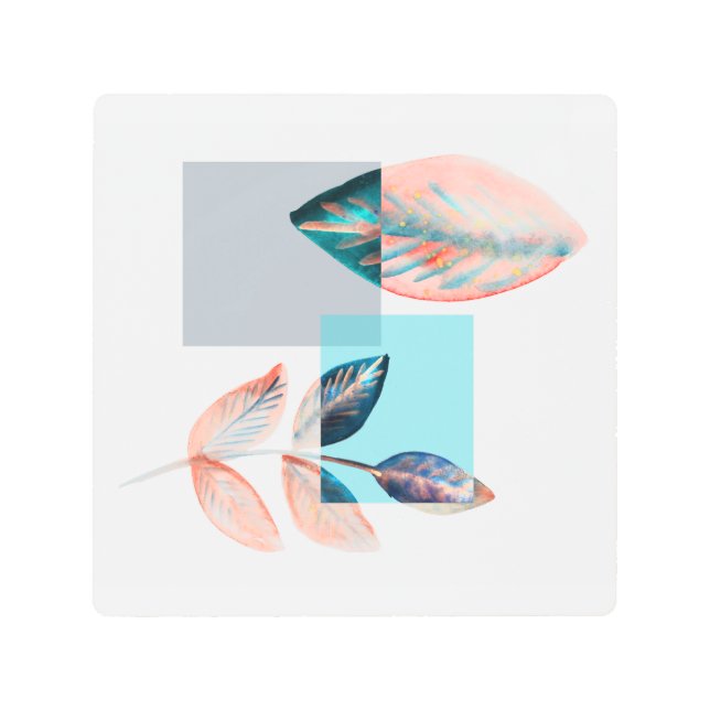 Impresión En Metal Cyan Red Leaf (Anverso)