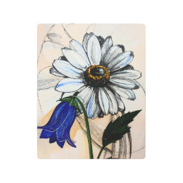 Impresión En Metal Daisy and Bluebell Wildflower Botanical Metal art