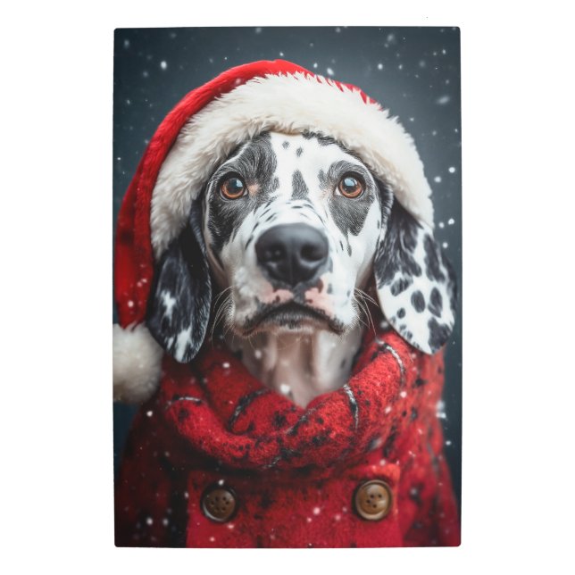 Impresión En Metal Dalmacia festiva en Santa Attire (Anverso)