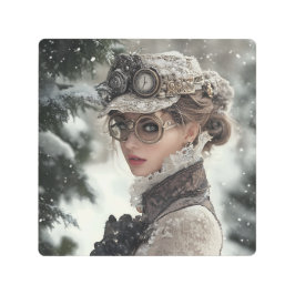 Impresión En Metal Dama de Steampunk en invierno