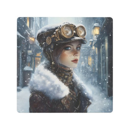 Impresión En Metal Dama de Steampunk en invierno