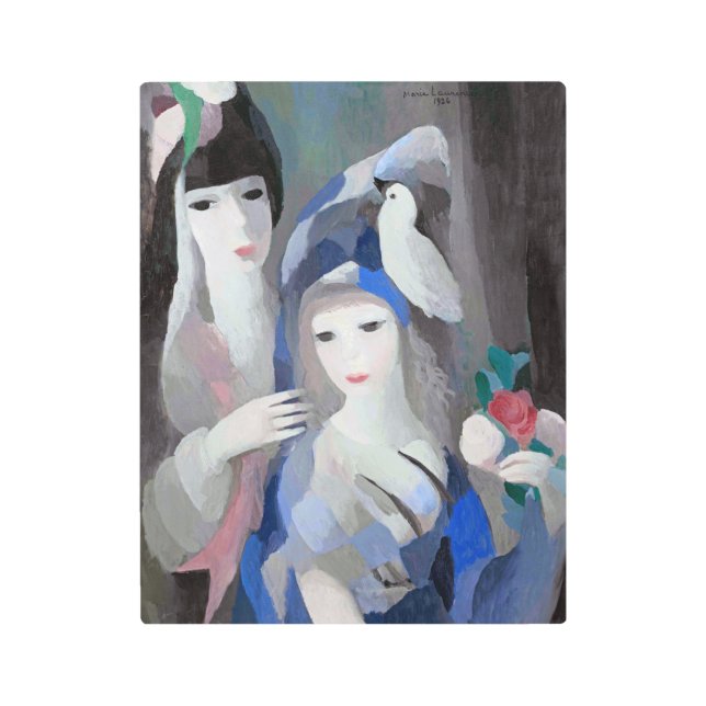 Impresión En Metal Dama y paloma, Marie Laurencin (Anverso)