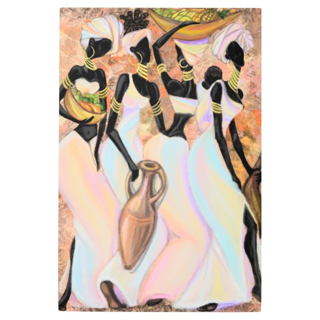 Impresión En Metal Damas africanas - Estilo moderno - Pintura origina (Anverso)