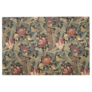 Impresión En Metal Damasco Brocade de Tapiz Floral Vintage de 1918