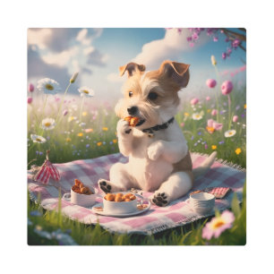 Impresión En Metal Dandie Dinmont Terrier en picnic