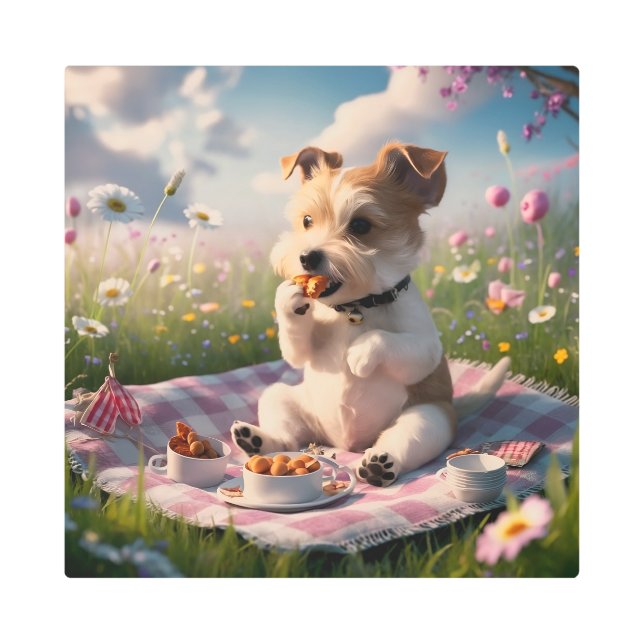 Impresión En Metal Dandie Dinmont Terrier en picnic (Anverso)