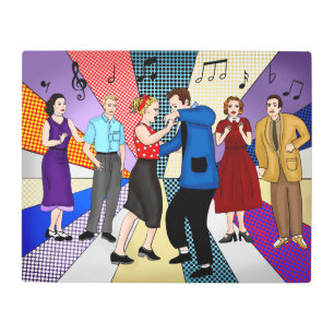 Impresión En Metal Danza de pareja   Nostalgia retro de los años 50