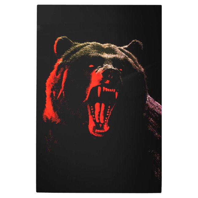 Impresión En Metal Dark Wild Bear Portrait in Dramatic Lighting (Anverso)