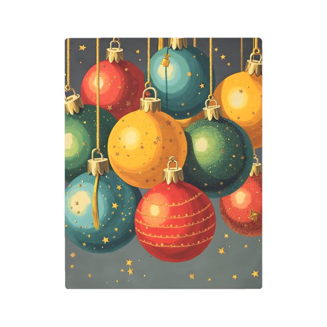 Impresión En Metal Dazzling Baubles: Festive Retro Christmas Ornament (Anverso)