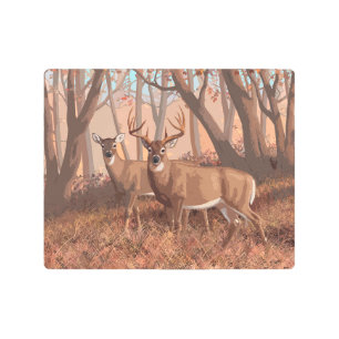 Impresión En Metal Deer blanco en la naturaleza del estilo retro fore