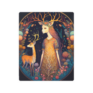 Impresión En Metal Deer Lady Fantasy Art