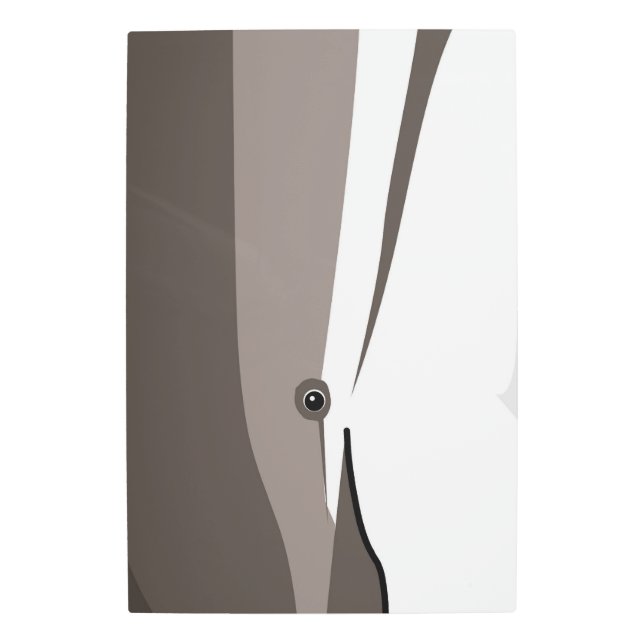 Impresión En Metal Delfín atlántico cara linda sonrisa estilizada gri (Anverso)