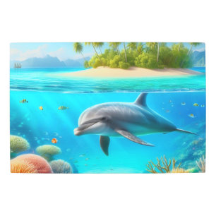Impresión En Metal Delfín submarino tropical/Hawái colorido