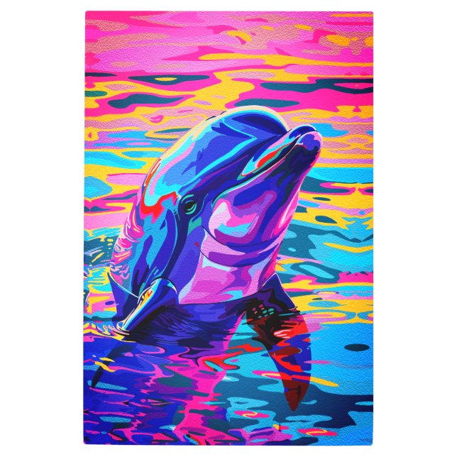 Impresión En Metal Delfín vibrante - Sueño oceánico colorido (Anverso)