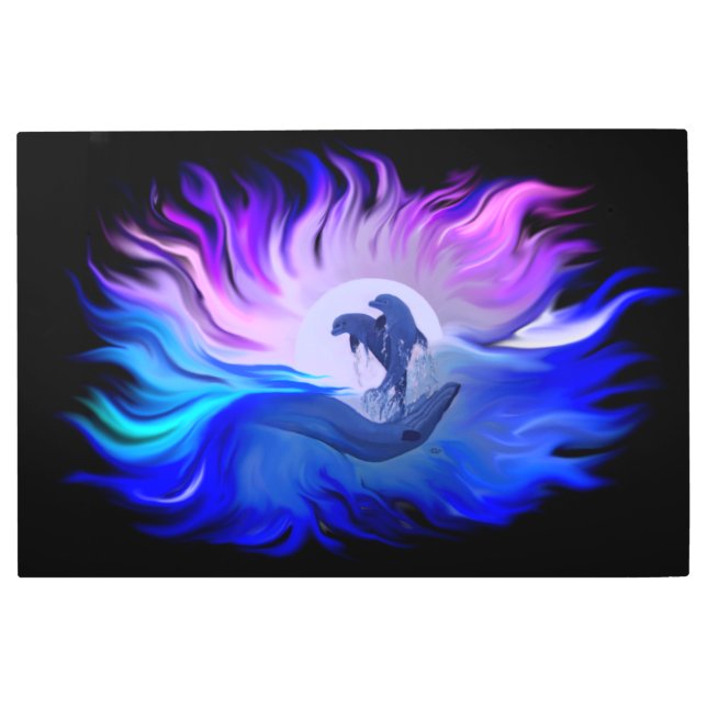 Impresión En Metal Delfines de la Luna (Anverso)