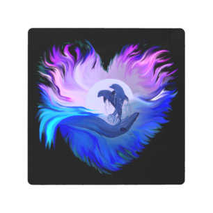 Impresión En Metal Delfines en la luna